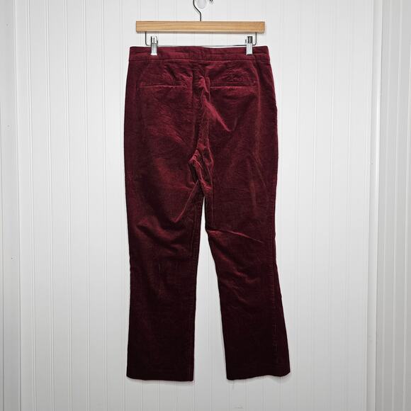Joie Women's Marcena Corduroy Crop Flare Pants Size 8 Burgundy Slim Leg Career - Picture 3 of 9